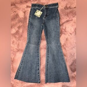 Little Girls Flared Blue Jeans